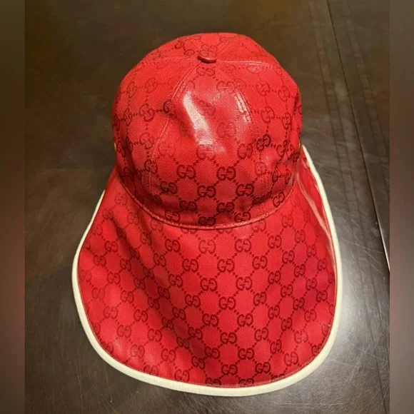 New Gucci x Adidas Wide Brim GG Supreme Logo Hat Red White Size M - Picture 8 of 14